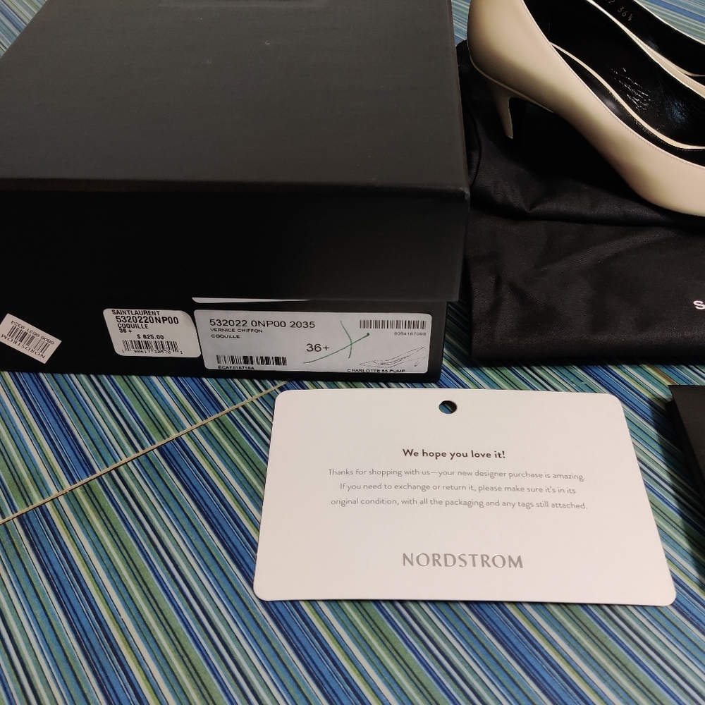Saint Laurent, brand new, size 6 1/2 Charlotte 55 cream patent leather pump - Picture 8 of 8